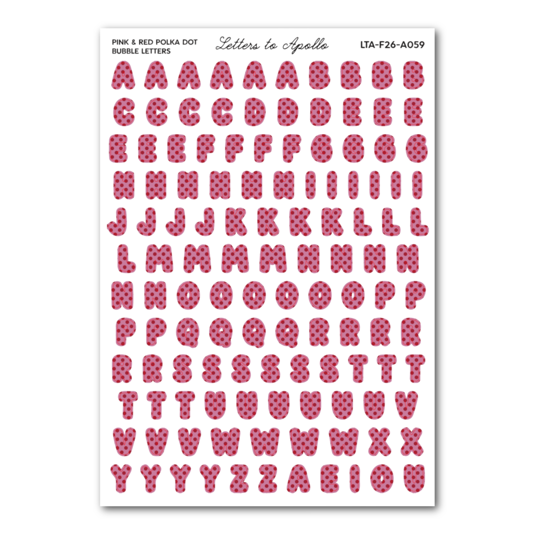 PINK & RED POLKA DOT BUBBLE LETTERS