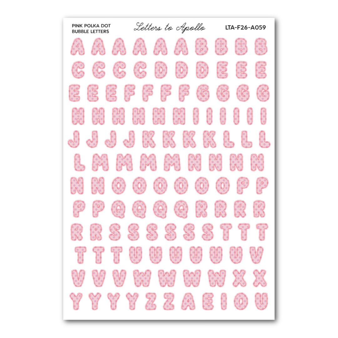 PINK POLKA DOT BUBBLE LETTERS