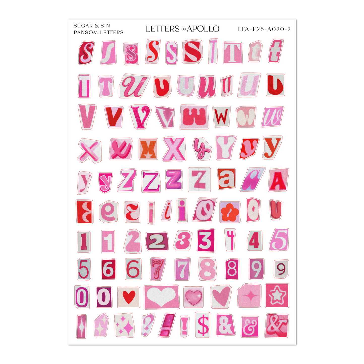 SUGAR & SIN RANSOM LETTERS