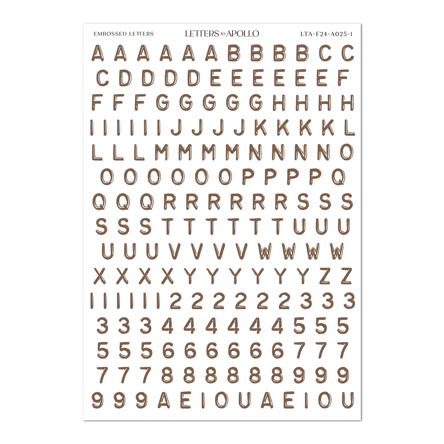 CHOCOLATE EMBOSSED LETTERS