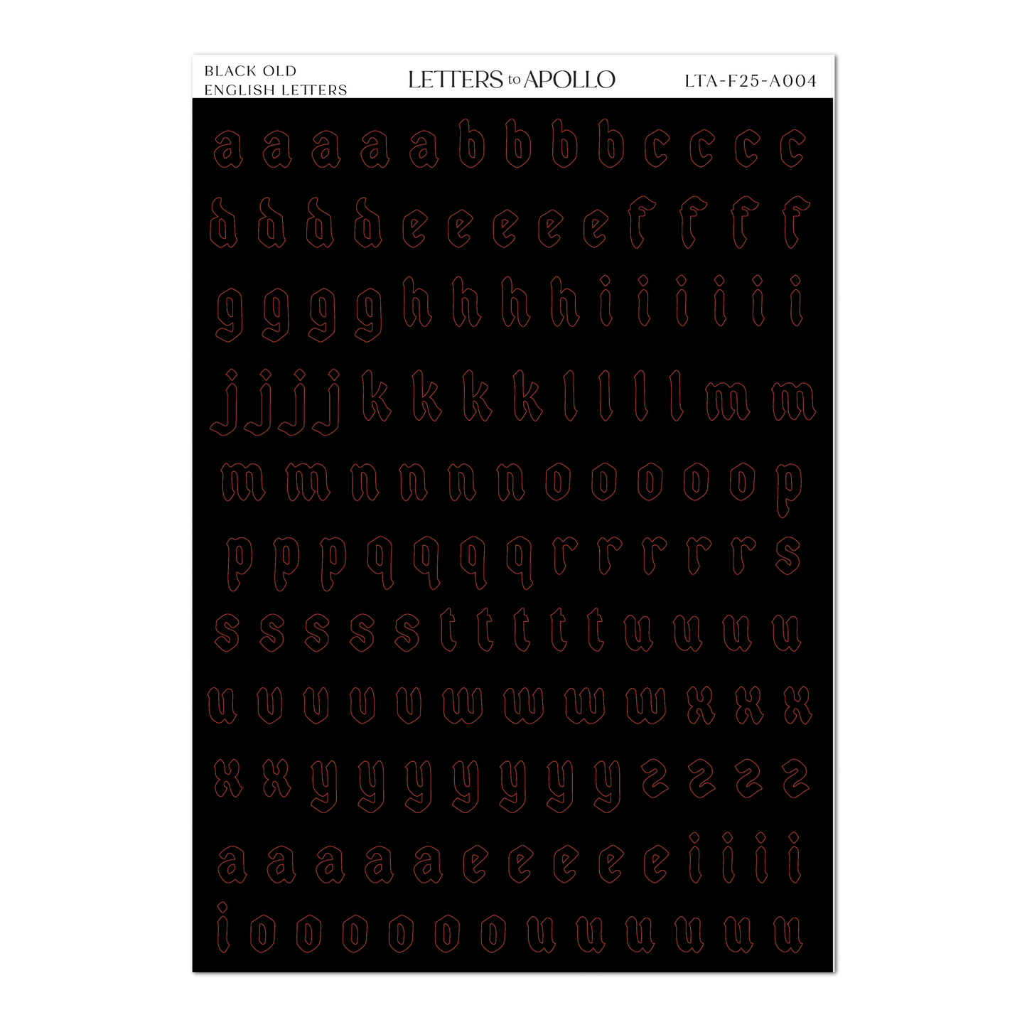 BLACK OLD ENGLISH LETTERS