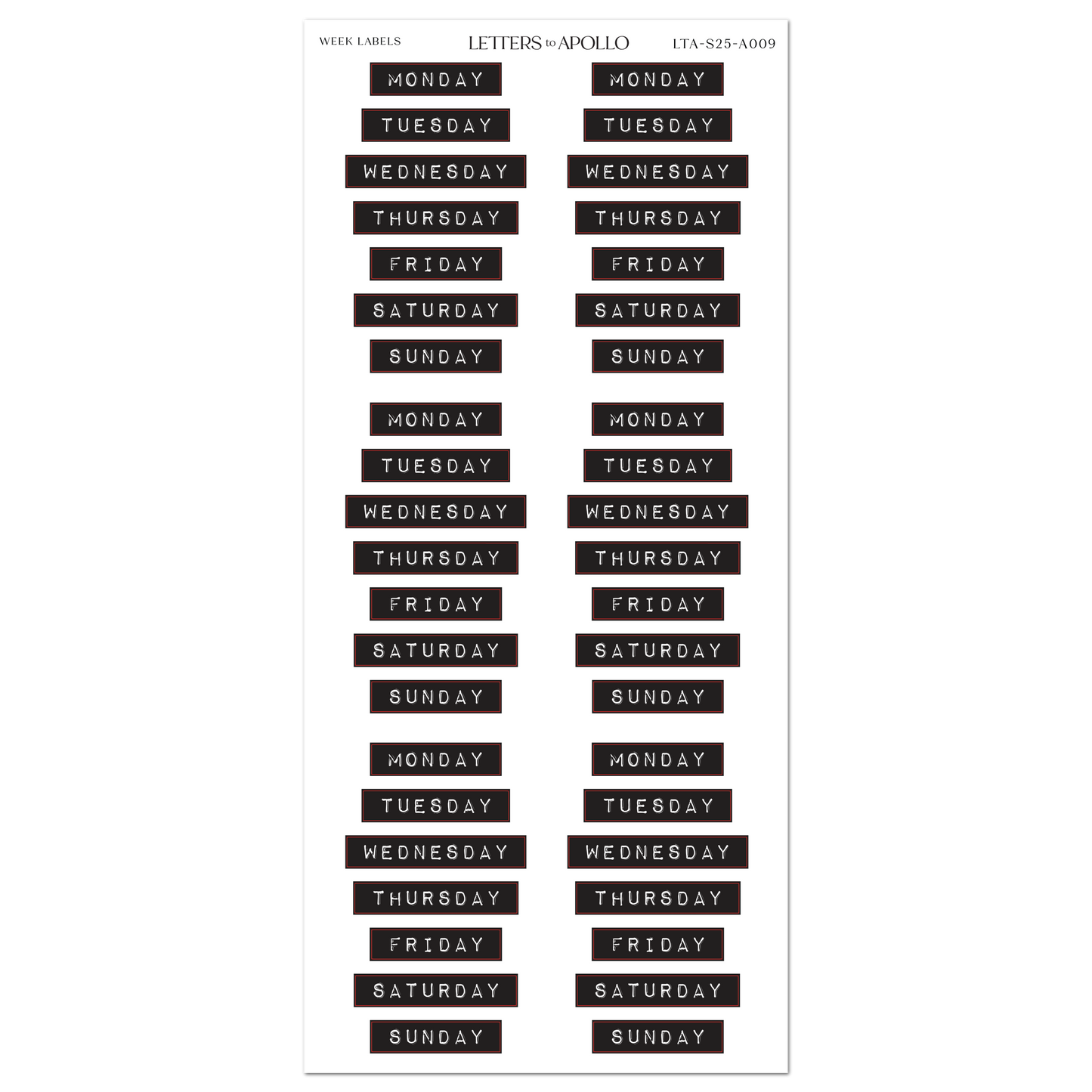 BLACK WEEK LABELS