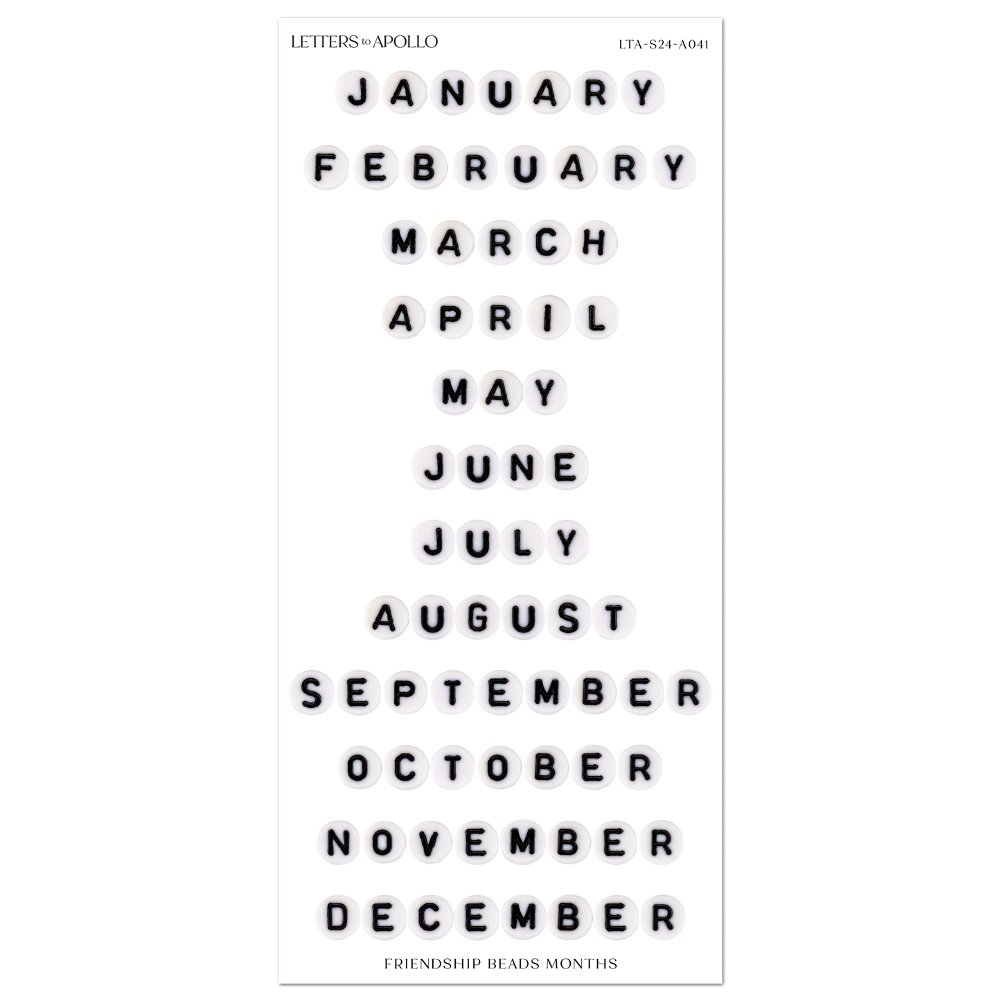 FRIENDSHIP BEAD MONTHS