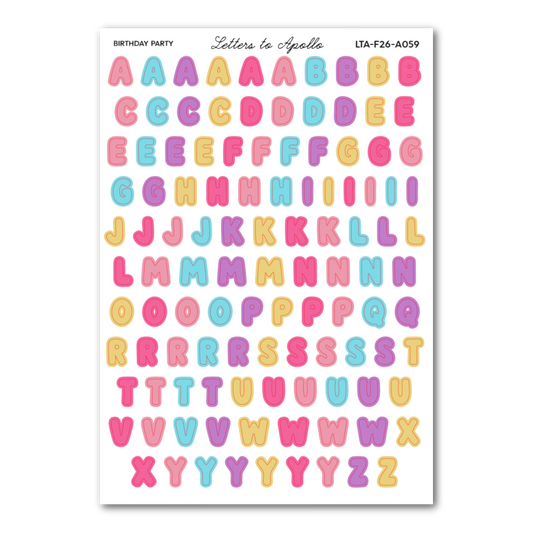 BIRTHDAY PARTY BUBBLE LETTERS