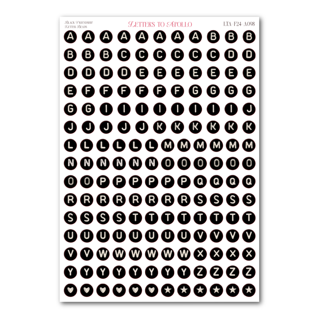 BLACK FRIENDSHIP LETTER BEADS