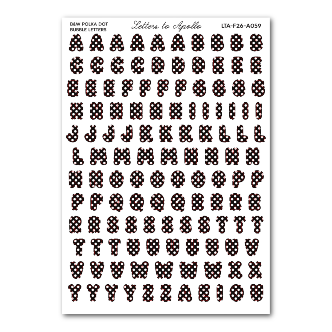 B&W POLKA DOT BUBBLE LETTERS