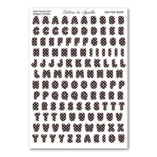 B&W POLKA DOT BUBBLE LETTERS