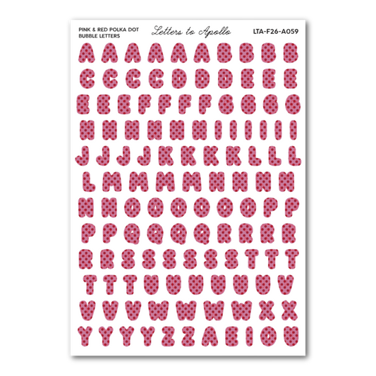 PINK & RED POLKA DOT BUBBLE LETTERS