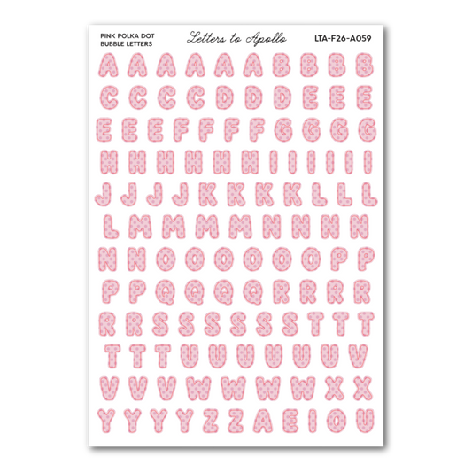 PINK POLKA DOT BUBBLE LETTERS