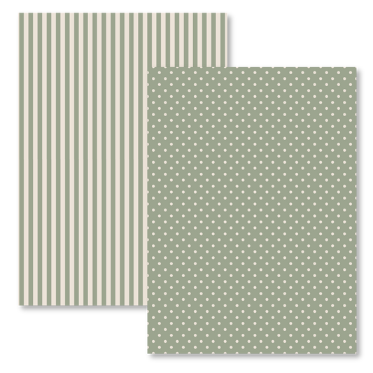 GREEN INVERTED STRIPES & DOTS