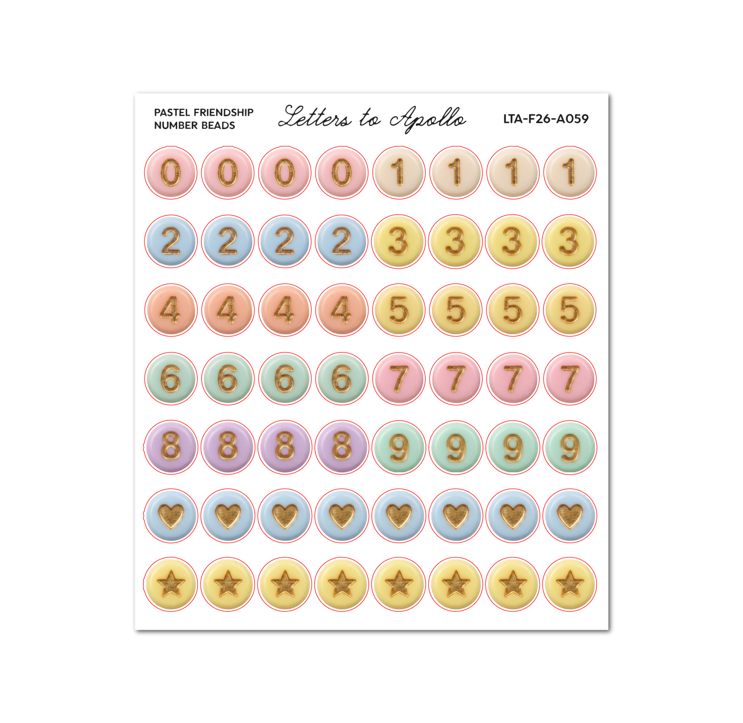PASTEL FRIENDSHIP NUMBER BEADS