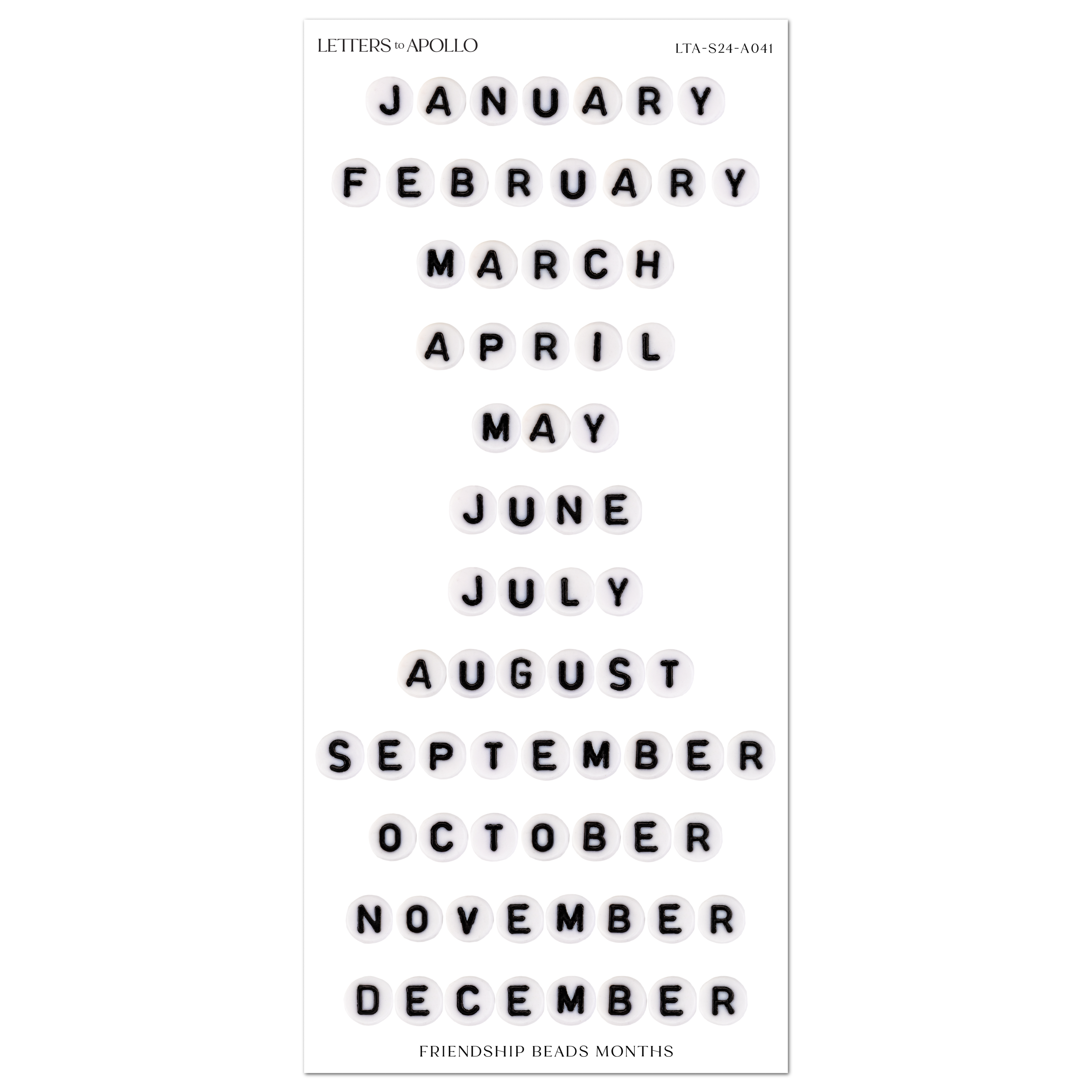 Month Code Letter FRIENDSHIP BEAD MONTHS – Letters to Apollo