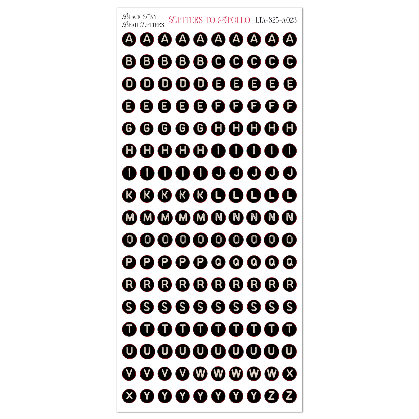 TINY BLACK FRIENDSHIP LETTER BEADS
